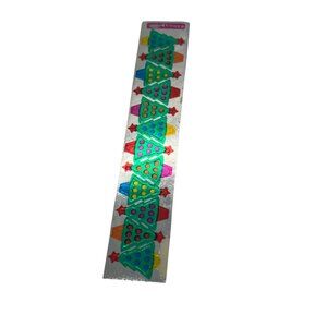 Vintage Colorful Toots Christmas Tree Foil Stickers Sticker Strip 6" New